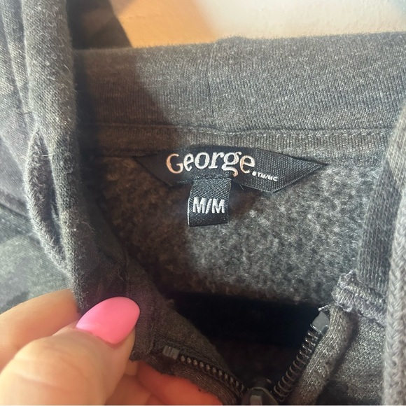 GEORGE men’s size M black camo hoodie, front zip, pockets, long sleeve - Picture 7 of 7